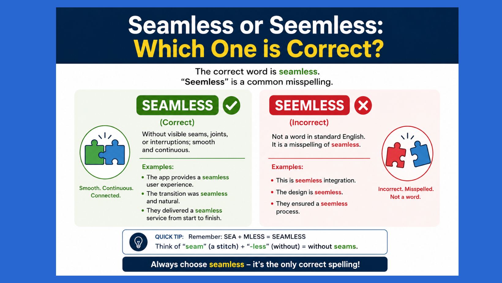 Seamless or seemless: which one is correct?